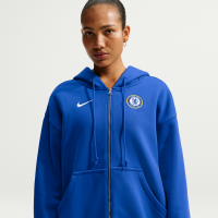 Oversized Chelsea FC Phoenix Fleece Nike Football-hættetrøje med fuld lynlås til kvinder - blå