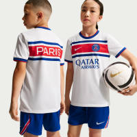 Paris Saint-Germain Home-Nike Dri-FIT-opvarmningstrøje til fodbold til større børn - hvid