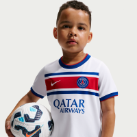 Paris Saint-Germain Home-Nike Dri-FIT-opvarmningstrøje til fodbold til større børn - hvid