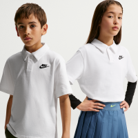 Kortærmet Nike Club-strikpolo til større børn - hvid