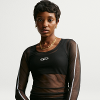 Langærmet, gennemsigtig Nike -top til kvinder - sort