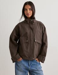 Nelly - Brun - Funnel Neck Cotton Jacket