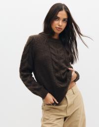 Pieces - Brun - Pcnina Ls O-Neck Knit Noos Bc