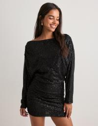 Nelly - Sort - Slouchy Sequin Dress