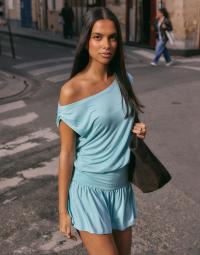Nelly - Blå - Soft Shoulder Mini Dress