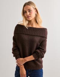 Only - Brun - Onlshine Ls Off Shoulder Cc Knt