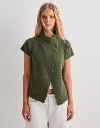 Nelly - Grøn - Short Sleeve Knit Cardigan