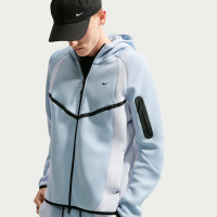 Nike Tech Windrunner-jakke i fleece med fuld lynlås og farveblok til mænd - blå