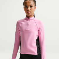Nike Pro-Dri-FIT-trøje med kort lynlås og lange ærmer til større børn (piger) - Pink