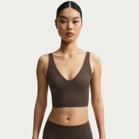 NikeSKIMS Matte Longline-bh med V-hals til kvinder - brun
