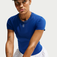Kortærmet NikeCourt Advantage-Dri-FIT-tennisoverdel til kvinder - blå
