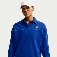 Langærmet NikeCourt Court-kollektionen-tennistrøje i fleece til kvinder - blå