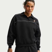 Langærmet NikeCourt Court-kollektionen-tennistrøje i fleece til kvinder - sort