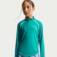 Langærmet Nike Tempo-Dri-FIT-top med 1/2 lynlås til større børn (piger) - grøn