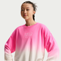 Let Nike Studio Fleece-crewtrøje i oversize med grafik til større børn (piger) - hvid