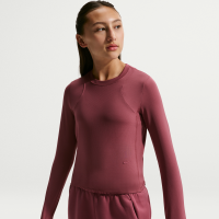 Langærmet Nike Mavn Dri-FIT-top i rib til piger - rød