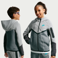 Nike Tech Fleece-hættetrøje med lynlås til større børn - grå
