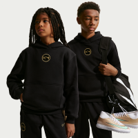 Kylian Mbappé Club Fleece Nike-fodboldhættetrøje til større børn - sort