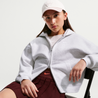 Oversized Nike Studio Fleece-hættetrøje med lynlås i fuld længde til større børn (piger) - brun