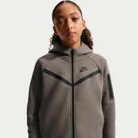 Nike Tech Fleece-hættetrøje med fuld lynlås til piger - grå