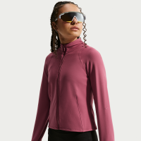 Langærmet Nike Mavn Dri-FIT Fitted-trøje med fuld lynlås til piger - rød