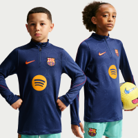 Maskinstrikket FC Barcelona Strike Third Nike Dri-FIT-fodboldtræningstrøje til større børn - blå