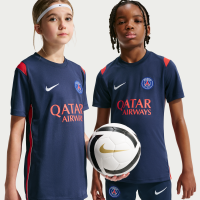 Maskinstrikket Paris Saint-Germain Academy Pro Nike Dri-FIT-fodboldtrøje med korte ærmer til større børn - blå