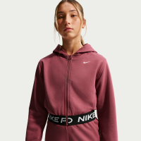 Nike Pro Fleece Dri-FIT-hættetrøje med fuld lynlås til større børn (piger) - rød