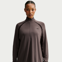 Langærmet NikeSKIMS Stretch Knit-overdel med 1/2 lynlås til kvinder - brun
