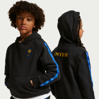 Inter Milan City Side Nike Football-hættetrøje i fleece til større børn - sort