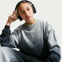 Let Nike Studio Fleece-crewtrøje i oversize med grafik til større børn (piger) - grå