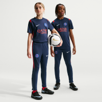 Maskestrikkede Paris Saint-Germain Academy Pro-Nike Dri-FIT-fodboldbukser til større børn - blå