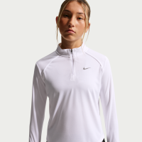 Langærmet Nike Tempo-Dri-FIT-top med 1/2 lynlås til større børn (piger) - hvid