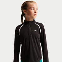 Langærmet Nike Tempo-Dri-FIT-top med 1/2 lynlås til større børn (piger) - sort