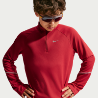 Nike Miler Dri-FIT-trøje med halv lynlås til større børn - rød