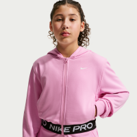 Nike Pro Fleece Dri-FIT-hættetrøje med fuld lynlås til større børn (piger) - Pink