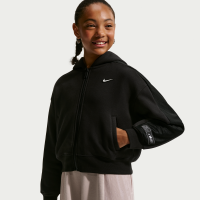 Langærmet Nike -fleecetrøje til dans til større børn (piger) - sort