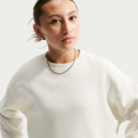 Nike Studio Fleece-sweatshirt med firkantet pasform og rund hals til piger - hvid