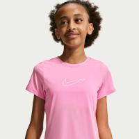 Kortærmet Nike One Fitted Dri-FIT-trøje til større børn (piger) - Pink