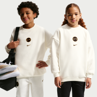 Oversized Kylian Mbappé Club Fleece Nike-fodboldtrøje med rund hals til større børn - hvid
