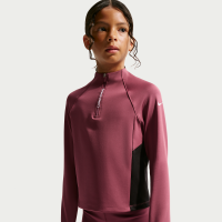 Nike Pro-Dri-FIT-trøje med kort lynlås og lange ærmer til større børn (piger) - rød