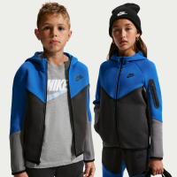 Nike Tech Fleece-hættetrøje med lynlås til større børn - blå