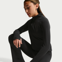 Langærmet Nike Mavn Dri-FIT Fitted-trøje med fuld lynlås til piger - sort