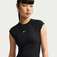 Nike Chill Knit kortærmet ribtop med tætsiddende pasform til kvinder - sort