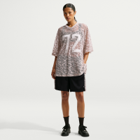 Løstsiddende Nike Chill Lace-shorts med mellemhøj talje til kvinder - sort