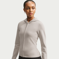 Langærmet Nike Chill Knit-top med lynlås i fuld længde og slank pasform til kvinder - brun