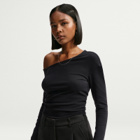 Off-shoulder Nike -top med tætsiddende pasform og lange ærmer til kvinder - sort