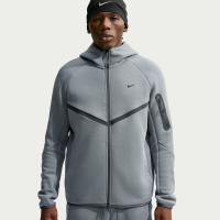 Nike Tech Windrunner-jakke i fleece med fuld lynlås og detaljer i reflekterende design til mænd - grå