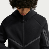 Nike Tech Windrunner-jakke i fleece med fuld lynlås og detaljer i reflekterende design til mænd - sort
