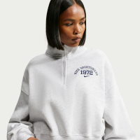 Oversized Nike Studio Fleece-top i medium vægt med 1/4-lynlås og kortere snit til kvinder - brun